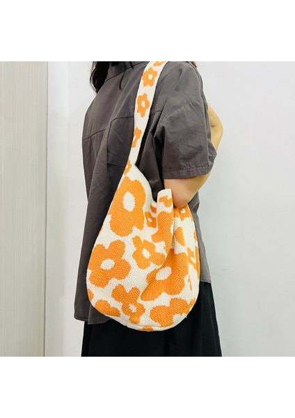 Kırmızı Moda Çiçek Omuz Çantası Kişiselleştirilmiş Eğlence Dokuma Çanta Çiçek Basit Kadınlar Için Crossbody Çanta Büyük Kapasiteli Tote (Yurt Dışından) fiyatları