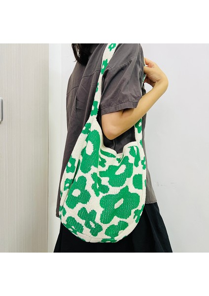 Kırmızı Moda Çiçek Omuz Çantası Kişiselleştirilmiş Eğlence Dokuma Çanta Çiçek Basit Kadınlar Için Crossbody Çanta Büyük Kapasiteli Tote (Yurt Dışından) modelleri