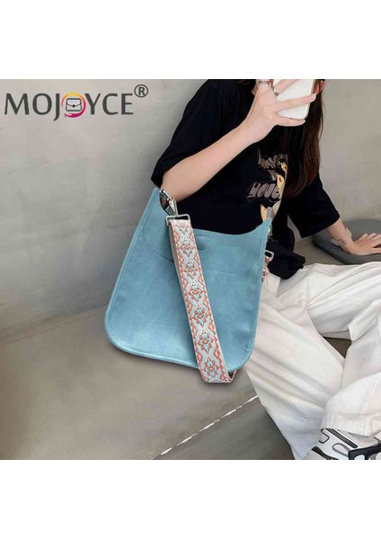 Pembe Vintage Çanta Dokuma Geniş Kayış Omuz Crossbody Çanta Moda Katı Retro Deri Bayanlar Kızlar Için Ayarlanabilir Kemer Günlük Çanta (Yurt Dışından) modelleri