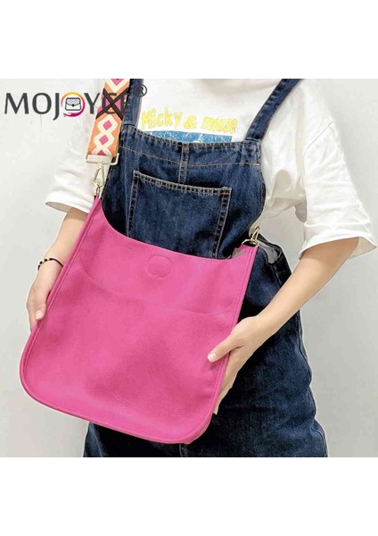 Pembe Vintage Çanta Dokuma Geniş Kayış Omuz Crossbody Çanta Moda Katı Retro Deri Bayanlar Kızlar Için Ayarlanabilir Kemer Günlük Çanta (Yurt Dışından) indirimleri