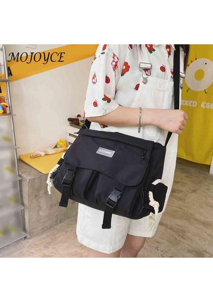 Siyah Japon Harajuku Naylon Messenger Kılıfı Moda Rahat Kadın Crossbody Çanta Spor Seyahat Için Büyük Kapasiteli Öğrenci Eğitim Çantası (Yurt Dışından) fiyatları