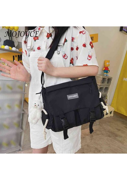 Siyah Japon Harajuku Naylon Messenger Kılıfı Moda Rahat Kadın Crossbody Çanta Spor Seyahat Için Büyük Kapasiteli Öğrenci Eğitim Çantası (Yurt Dışından) fırsatları