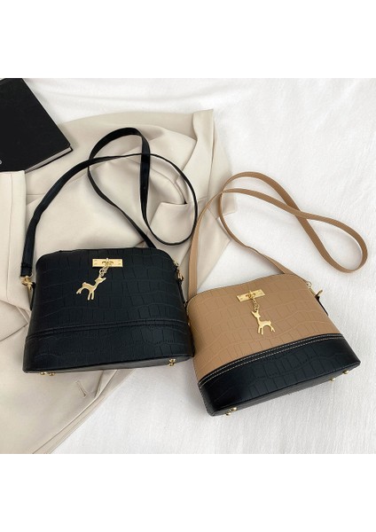 Siyah Vintage Moda Rahat Deri Omuz Çantası Timsah Desen Bayan Satchel Küçük Çanta Kıdemli Yüksek Kalite (Yurt Dışından) indirimleri
