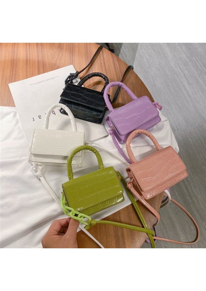 Siyah Retro Eğilim Kadın Tote Omuz Çantaları Kadın Deri Düz Renk Zincir Mini Çantalar ve Çanta Moda Nefis Alışveriş Çantası (Yurt Dışından) modelleri