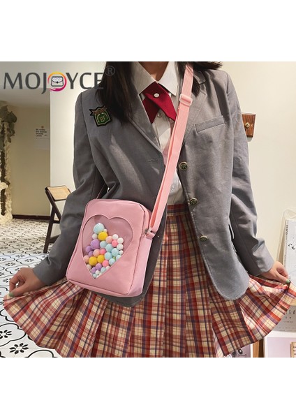 Mor Japon Tarzı Kadın Sevimli Temizle Aşk Shouder Renkli Toplar ile Crossbody Çanta Moda Düz Renk Oxford Kumaş Fermuar Çanta (Yurt Dışından) modelleri