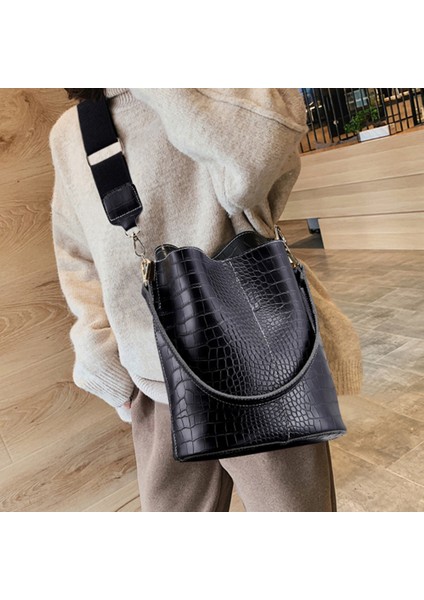 Siyah Vintage Crossbody Çanta Kadın Pu Deri Timsah Desen Omuz Messenger Kova Kadın Çanta Bayanlar Alışveriş Çantaları Seyahat Için (Yurt Dışından) modelleri