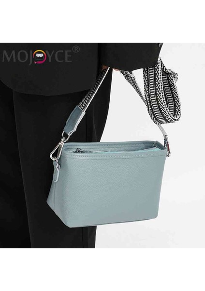 Göl Mavisi Ilk Katman Sığır Derisi Kadın Messenger Çanta Geniş Kumaş Kayış Bayan Tote Çanta Yumuşak Düz Renk Rahat Taşınabilir Hafta Sonu Tatili Için (Yurt Dışından) modelleri