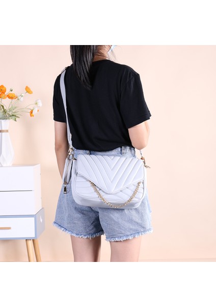 Siyah Kadın Crossbody Çanta Deri Pu Postacı Çantası Zincirler Eşkenar Dörtgen Desen Küçük Para Çantası ile Seyahat Için Bayan Günlük Çanta (Yurt Dışından) modelleri