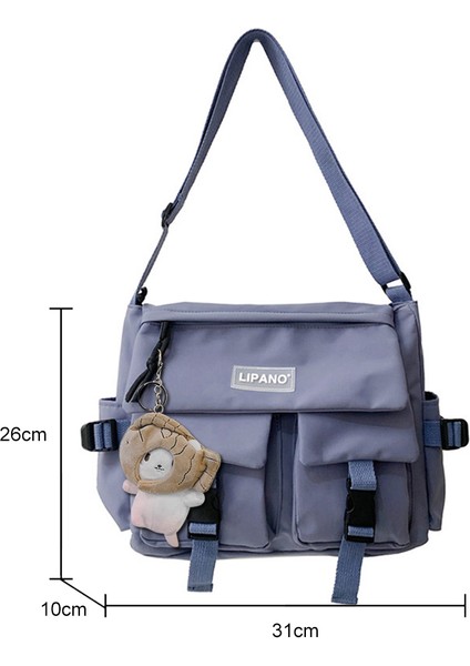 Siyah Rahat Bayanlar Crossbody Çanta Düz Renk Crossbody Messenger Çanta Çok Cepler Seyahat Naylon Crossbody Çanta Kolye Dekor (Yurt Dışından) fiyatları