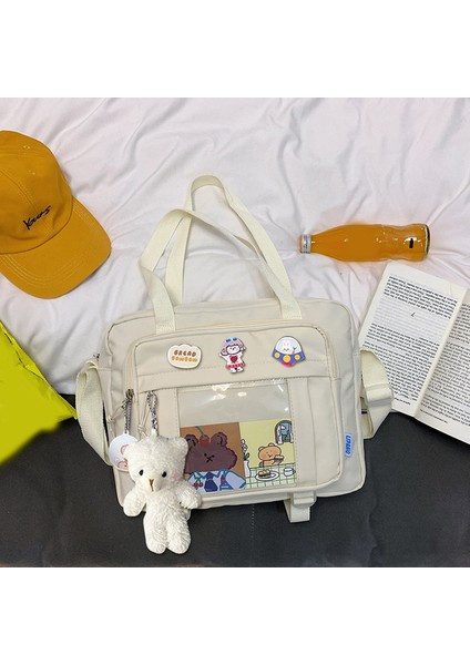 Beyaz Japon Lisesi Kız Çantaları Çanta Öğrencileri Kitap Çantaları Kadın Omuz Çantaları Genç Kızlar Için Harajuku Crossbody Çanta (Yurt Dışından)