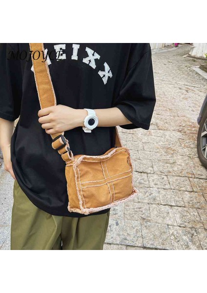 Kahverengi Tuval Öğrencileri Kitap Çantası Yumuşak Edebi Messenger Çanta Vintage Casual Açık Spor Için Basit Ayarlanabilir Askı Kişilik (Yurt Dışından) indirimleri