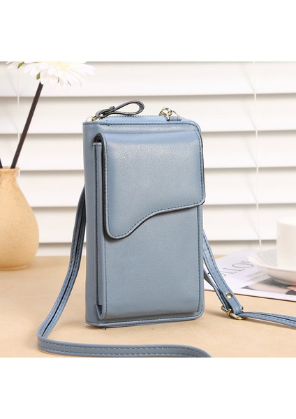 Mavi Yüksek Kaliteli Pu Deri Küçük Omuz Çantası Rahat Çanta Kadınlar Için Crossbody Çanta Telefon Cebi Kız Çanta Messenger Çanta (Yurt Dışından)