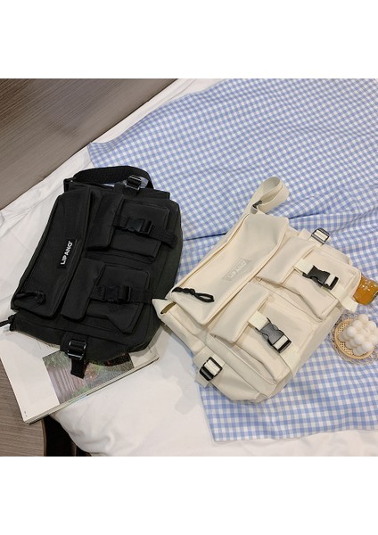 Beyaz Moda Bayanlar Crossbody Çanta Çok Cepler Crossbody Çanta Kolye Dekor Bayanlar Kız Için Crossbody Messenger Çanta Fermuar (Yurt Dışından) fırsatları
