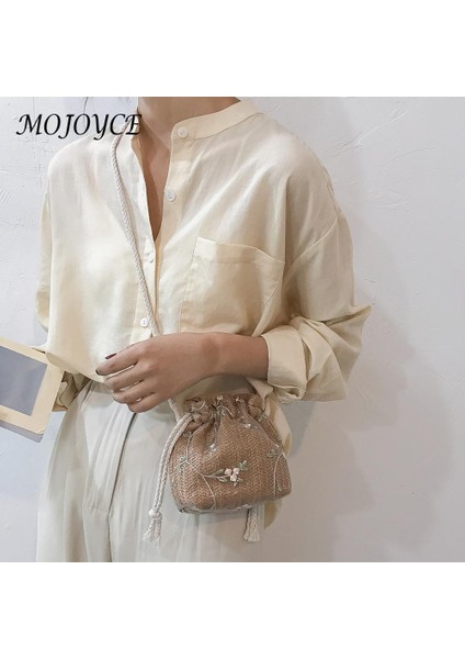 Koyu Kahverengi Rahat Dantel Crossbody Çanta Ipli Çiçek Nakış Örgü Kadın Hasır Omuz Askılı Çanta Bayanlar Plaj Moda Çanta (Yurt Dışından) fırsatları