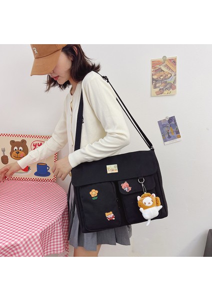 Siyah Haki Harajuku Tuval Kadın Crossbody Çanta Öğrenciler Rahat Kadın Çanta Omuz Çantaları Genç Kız Askılı Çanta Satchels Gizli Sakli Konusmalar (Yurt Dışından) indirimleri