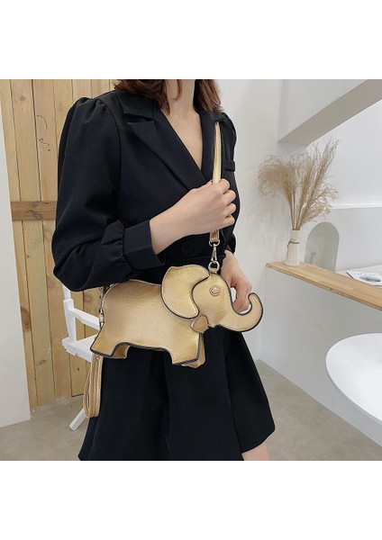 Siyah Moda Kadın Crossbody Askılı Çanta Komik Fil Şekli Omuz Çantası Rahat Mini Çanta Taşınabilir Bayanlar Bileklik Çanta (Yurt Dışından) modelleri