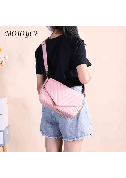 Siyah Kadın Omuz Çantası Deri Pu Crossbody Çanta Zincirleri Eşkenar Dörtgen Desen Küçük Para Çantası ile Seyahat Bayan Günlük Çanta (Yurt Dışından) modelleri
