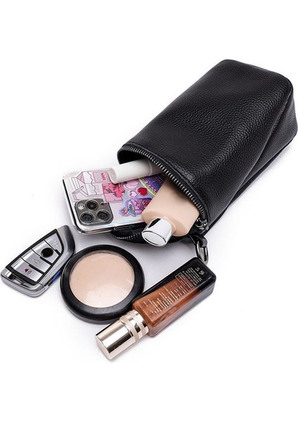 Siyah Inek Derisi Deri Crossbody Çanta Mini Basit Kadın Postacı Çantası Katı Fermuar Geniş Kayış Kadın Sling Seyahat Alışveriş Çalışması Için (Yurt Dışından) fırsatları