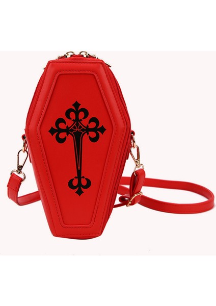 Mor Retro Crossbody Çanta Tabut Şekli Gotik Messenger Kılıfı Pu Deri Omuz Çantası Küçük Çapraz Cadılar Bayramı Tema Partisi Için (Yurt Dışından)
