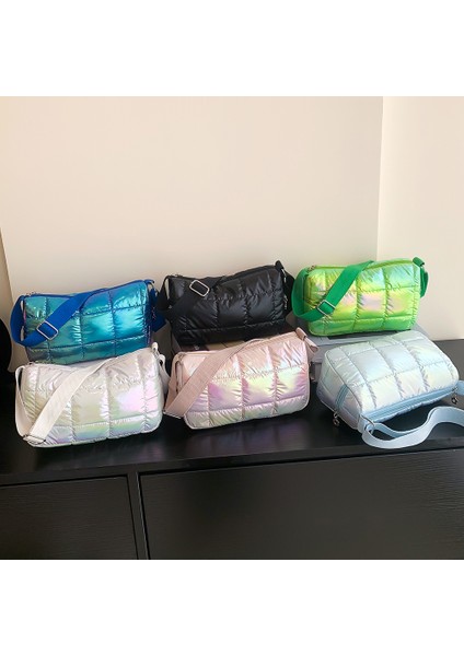 Beyaz Kış Kadın Tote Çanta Moda Kapitone Kontrol Işe Gidip Gelme Çantası Basit Rahat Naylon Zarif Yumuşak Taşınabilir Hafta Sonu Tatili Için (Yurt Dışından) modelleri