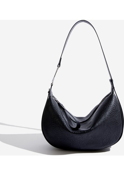 Siyah 100% Inek Derisi Moda Omuz Çantaları Kadın Rahat Kadınlar Için Crossbody Çanta Dumpling Bao Düz Renk Basit Çanta Kadın 's Çanta (Yurt Dışından) fırsatları