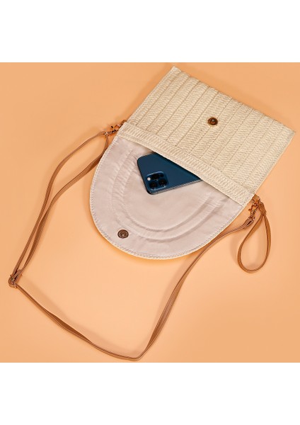 Sarı Rahat Hasır Çanta Kadın Dokuma Plaj Bayanlar Için Crossbody Çanta Debriyaj Çanta Rattan El Yapımı Omuz Çantaları Yaz Kadın Çanta (Yurt Dışından)