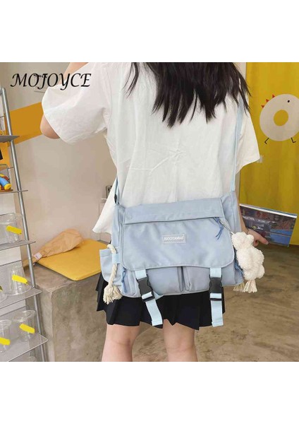 Siyah Japon Harajuku Naylon Messenger Kılıfı Moda Rahat Kadın Crossbody Çanta Spor Seyahat Için Büyük Kapasiteli Lise Kitap Çantası (Yurt Dışından) fiyatları