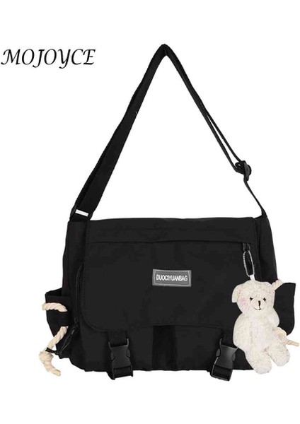 Siyah Japon Harajuku Naylon Messenger Kılıfı Moda Rahat Kadın Crossbody Çanta Spor Seyahat Için Büyük Kapasiteli Lise Kitap Çantası (Yurt Dışından) indirimleri
