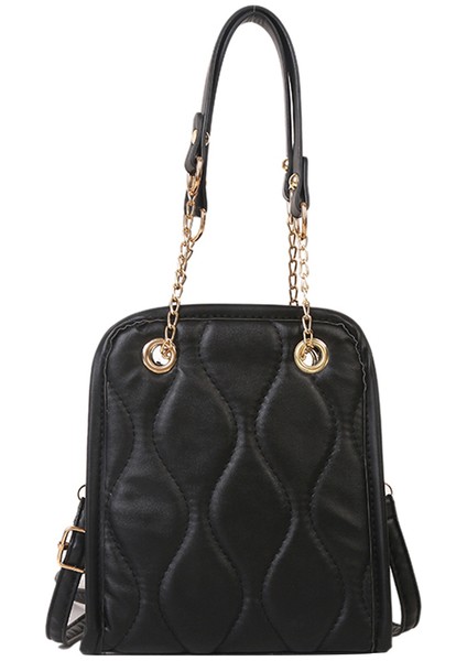 Siyah Moda Kadın Omuz Crossbody Çanta Baklava Desenli Satchels Pu Deri Zincir Rahat Seyahat Alışveriş Çantası Marka Tasarımcısı Çanta (Yurt Dışından)
