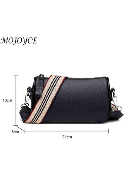 Siyah Vintage Messenger Çanta Geniş Kayış Moda Bayanlar Crossbody Çanta Düz Renk Crossbody Messenger Çanta Seyahat Için Yumuşak Doku (Yurt Dışından) fırsatları