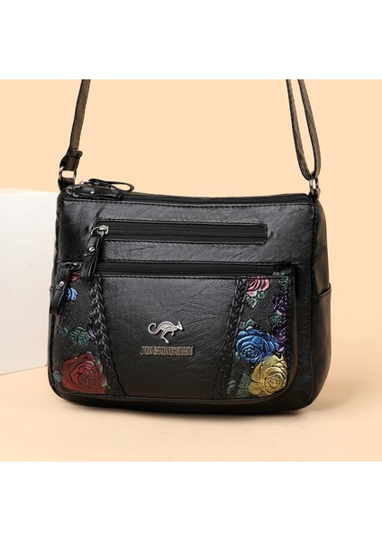 Kolye ile Siyah Kadın Askılı Çanta 2023 Yeni Koyun Derisi Tahıl Crossbody Çanta Gençlik Moda Rahat Büyük Kapasiteli Bayanlar Omuzdan Askili Çanta (Yurt Dışından) fiyatları