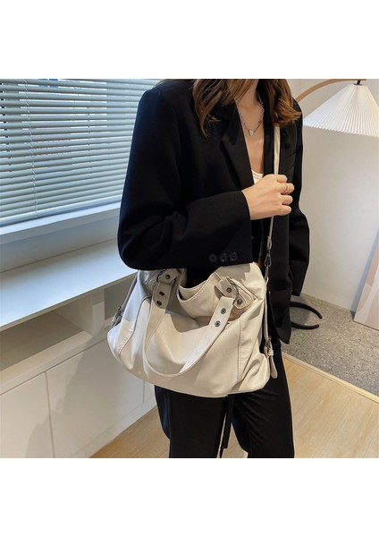Siyah Vintage Çanta Kadınlar Için Yumuşak Pu Deri Omuz Çantası Büyük Kapasiteli Lüks Bayan Çanta Moda Marka Omuz Çantası Alışveriş Çantası (Yurt Dışından) modelleri