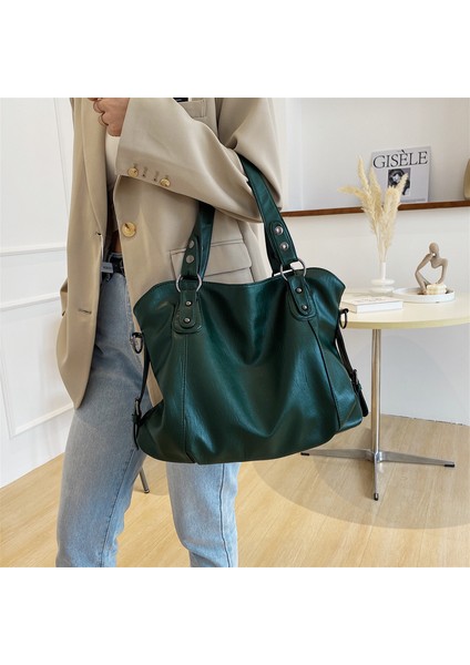 Siyah Vintage Çanta Kadınlar Için Yumuşak Pu Deri Omuz Çantası Büyük Kapasiteli Lüks Bayan Çanta Moda Marka Omuz Çantası Alışveriş Çantası (Yurt Dışından) fırsatları