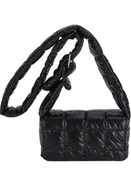 Siyah Kapitone Kadın Askılı Çanta Moda Toka Crossbody Çanta Rahat Flap Naylon Sonbahar Kış Yumuşak Düz Renk Alışveriş Seyahat Için (Yurt Dışından)