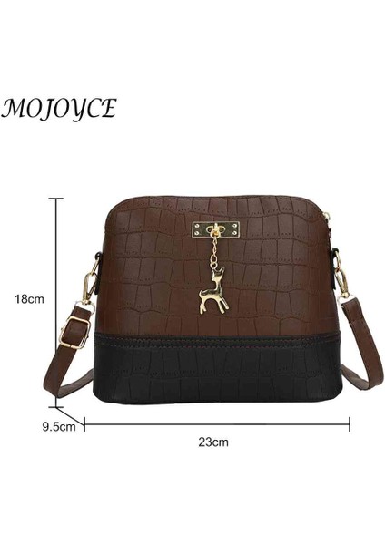 Kahverengi Moda Rahat Kadın Crossbody Çanta Timsah Desen Deri Omuz Çantası Geyik Dekor Telefon Çanta Çanta Alışveriş Için Küçük (Yurt Dışından)