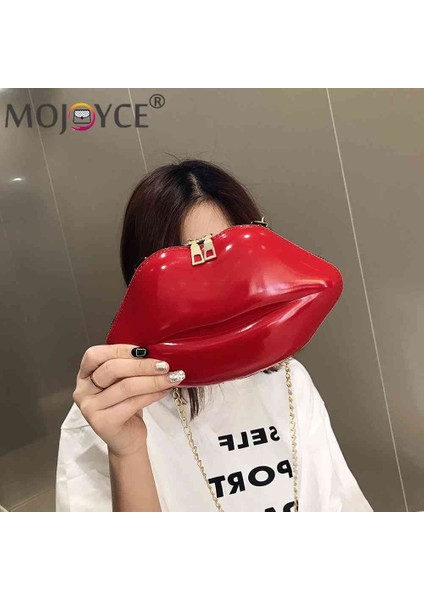 Siyah Dudaklar Şekil Pvc Çanta Kadın Fermuarlı Omuz Çantası Crossbody Messenger Telefonu Çanta Akşam Parti Manşonlar Bolsas Fesmallna Hediye (Yurt Dışından) modelleri