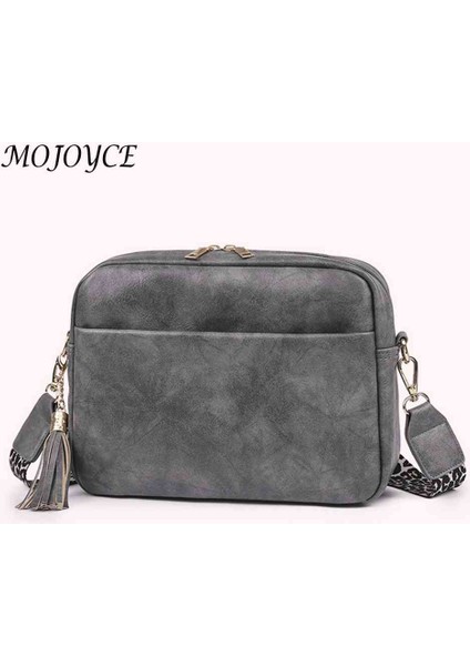 Siyah Kadın Moda Messenger Kılıfı Düz Renk Crossbody Çantası Geniş Kayış Püsküller Zip Küçük Kare Bayanlar Kız Için Pu Deri (Yurt Dışından) indirimleri