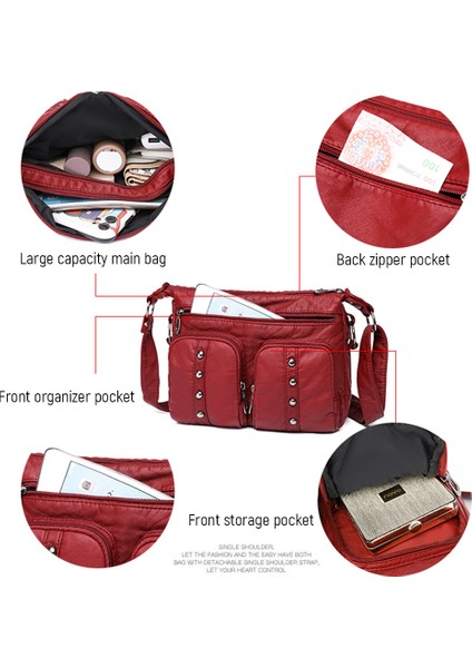 Açık Kahverengi 2023 Yeni Hakiki Deri Premium Çanta Perçinli Tasarım Orta Yaşlı Kadınlar Için Crossbody Çanta Messenger Omuz Çantası Kadın Tote (Yurt Dışından)