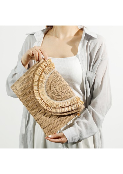 Gül Kırmızı Hasır Çanta Kadın El Dokuması Crossbody Çanta Vintage Manşonlar Çanta Çanta Büyük Kapasiteli Rahat Dokuma Bayanlar Plaj Omuz Çantası (Yurt Dışından) indirimleri