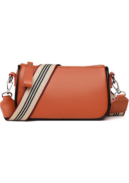 Kahverengi Vintage Kadınlar Pu Omuz Çantaları Düz Renk Moda Crossbody Çanta Yumuşak Doku Crossbody Messenger Çanta Seyahat Için Küçük (Yurt Dışından)