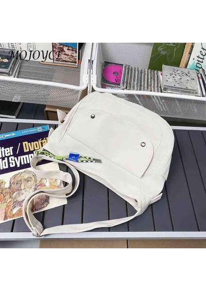 Koyu Mavi Naylon Çift Telefon Kılıfı Kadın Erkek Tiki Okul Omuz Çantası Basit Büyük Kapasiteli Japon Kolye Paketi ile (Yurt Dışından) fiyatları