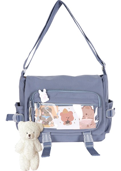 Mavi Kadın Vintage Crossbody Çanta Rozet Kolye Kore Koleji Bayanlar Crossbody Kese Seyahat Için Çok Cep Ayarlanabilir Askı Günlük (Yurt Dışından)