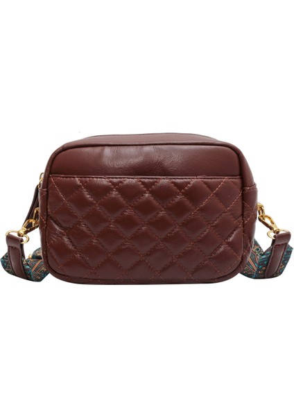 Siyah Retro Omuz Çantası Kapitone Pu Deri Omuz Crossbody Çanta Baskılar Geniş Kayış Eşkenar Dörtgen Desen Katı Fermuar Küçük Kadın Satchel (Yurt Dışından) fırsatları