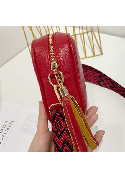 Kırmızı Moda Bayan Çanta Püskül Koltukaltı Çanta Pu Deri Geniş Kayış Hafta Sonu Tatili Için Basit Yumuşak Taşınabilir Rahat Düz Renk (Yurt Dışından) fırsatları