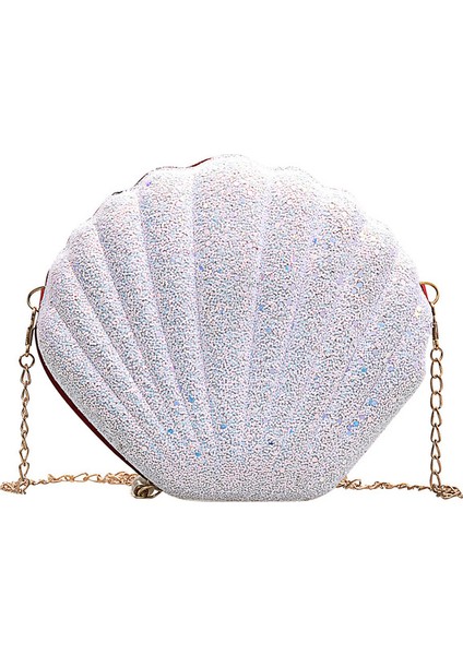 Beyaz Kadın Omuz Çantaları Kabuk Çanta Zinciri Sevimli Payetler Küçük Çanta Fermuar Kadınlar Için Crossbody Çanta Omuz Tote Messenger Çanta (Yurt Dışından)