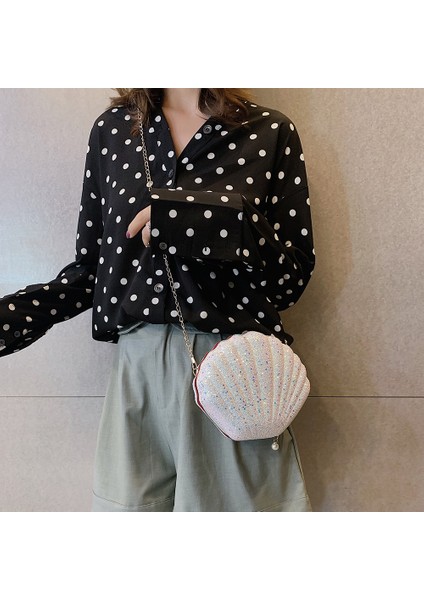 Beyaz Kadın Omuz Çantaları Kabuk Çanta Zinciri Sevimli Payetler Küçük Çanta Fermuar Kadınlar Için Crossbody Çanta Omuz Tote Messenger Çanta (Yurt Dışından) fırsatları