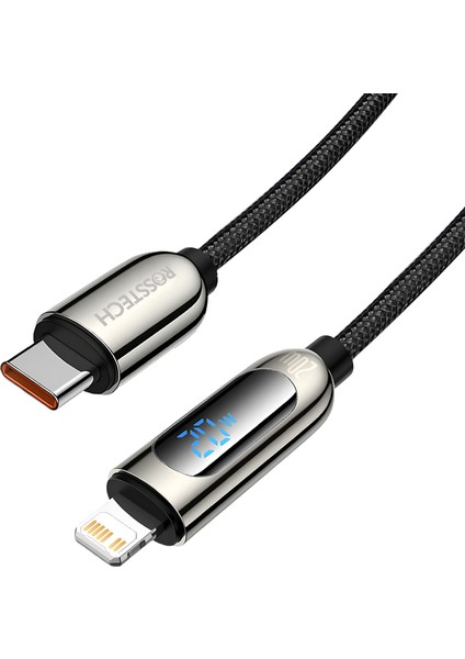 20W Usb-C To Lightning Dijital Ekranlı Hızlı Şarj Kablosu 1.2m (Rosstech Türkiye Garantili)