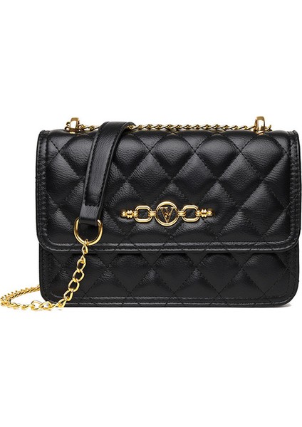 Siyah Geniş Sapanlar Flap Kadınlar Için Crossbody Çanta 2022 Yeni Trend Basit Çanta Suni Deri Küçük Klasik Moda Kadın Omuz Çantası (Yurt Dışından)