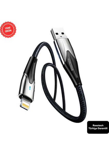 Lightning To USB LED Hızlı Şarj Kablosu iphone Uyumlu 1m (Rosstech Türkiye Garantili)