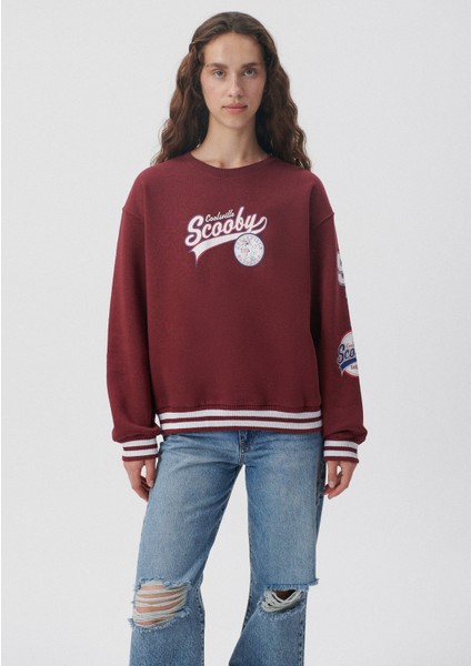 Kadın Scooby Doo Baskılı Bordo Sweatshirt 1S10031-85493 modelleri